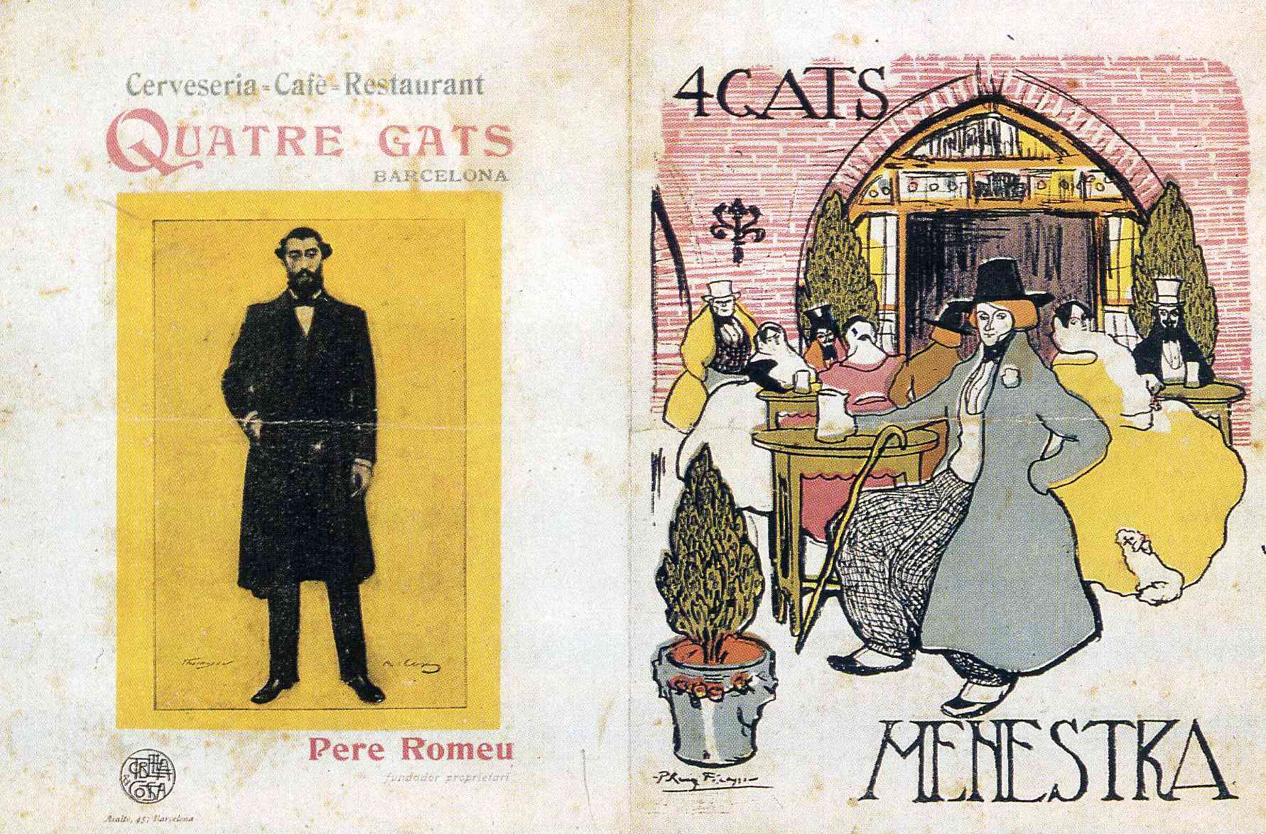 Picasso Advertisement for tavern -Four cats 1897